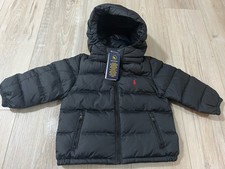 Polo Ralph Lauren Black Down Fill Hooded Puffer Jacket Toddler Baby Size 2 / 2T