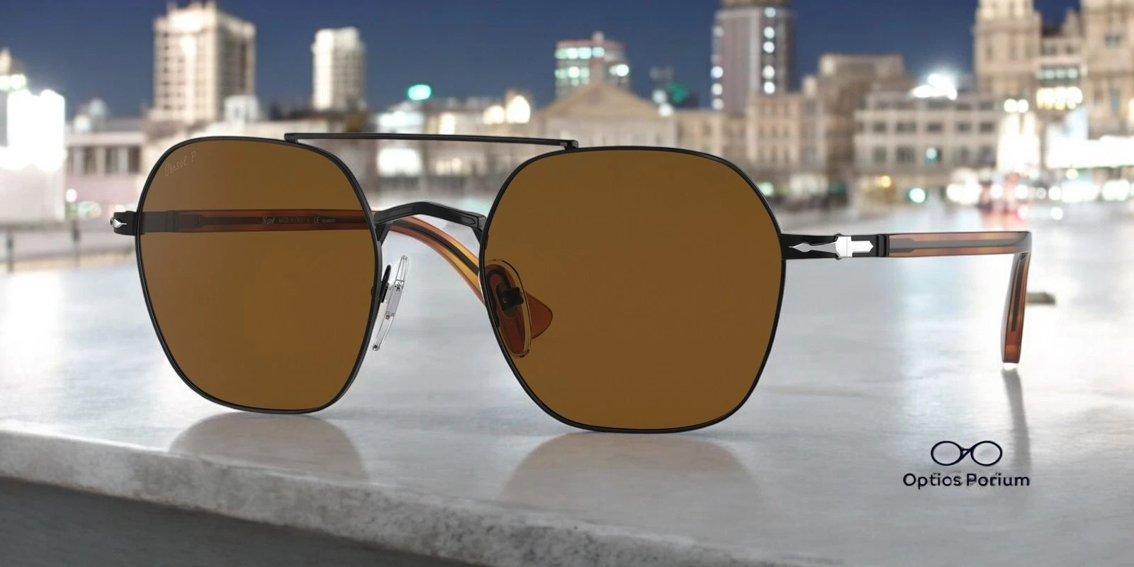 PERSOL PO2483S 109157 Square Black Brown Polarized 52 mm Men's Sunglasses