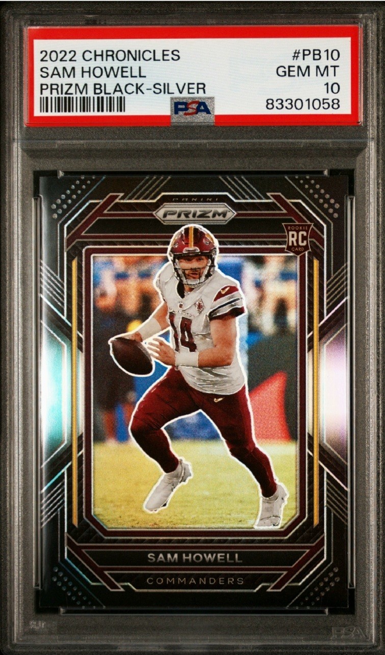 🔥 2022 Panini Chronicles Prizm Black Sam Howell #PB-10 Silver (RC) PSA 10