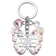 Butterfly Keychain Gifts for Sister in Law, Cousin, Bonus Mom - White-bonus Mom