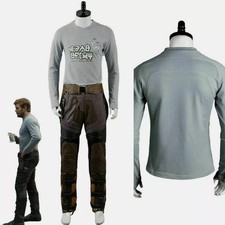 Star-Lord Peter Jason Quill Grey Shirt Cosplay Costume Halloween Men's Top