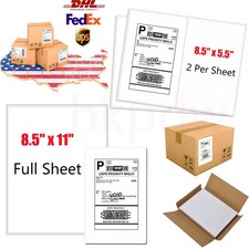 Shipping Labels 8.5x11Full Sheet  8.5x5.5 half sheet Self Adhesive 2 Per Sheet