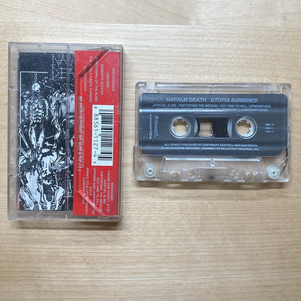 Napalm Death- Utopia Banished Cassette Tape 1992 Earache Records PLAY TESTED - Image 4 of 4
