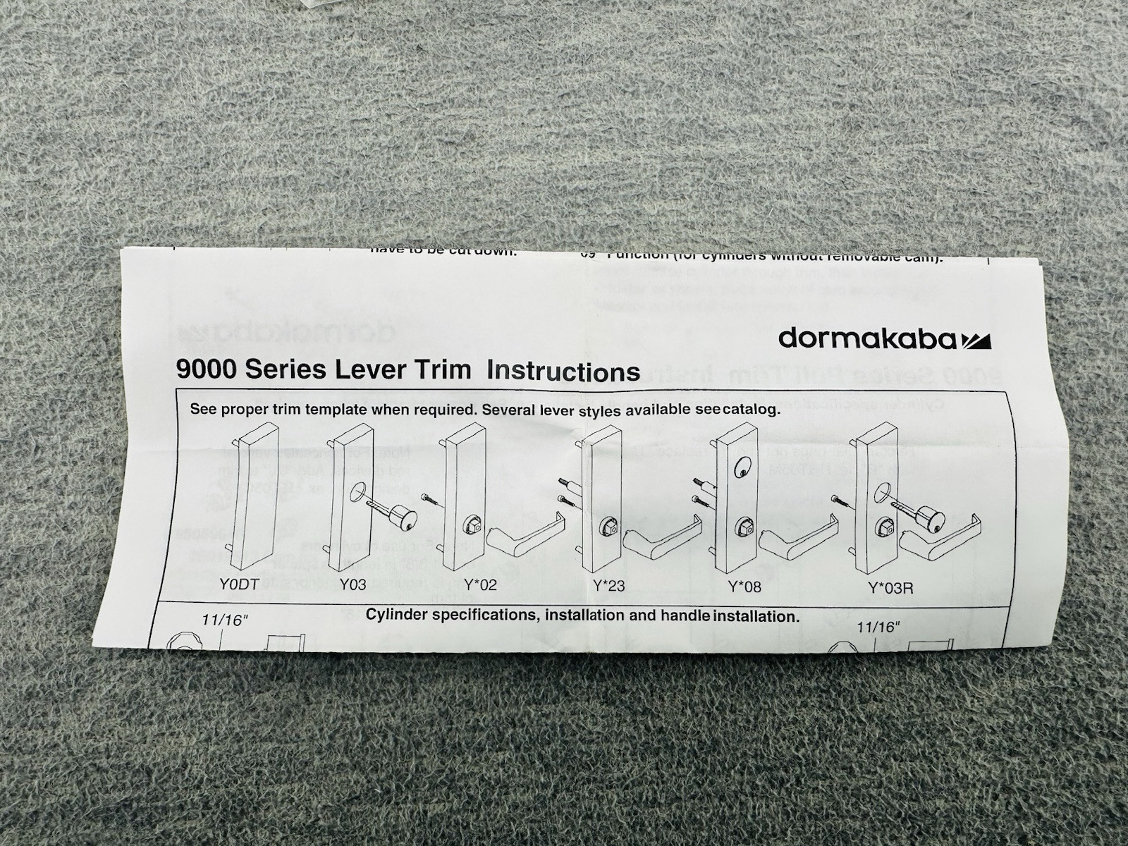 DORMAKABA 9000 SERIES - Trim YODT 626 Exit Device Trim Wide Stile Escutcheon  DO
