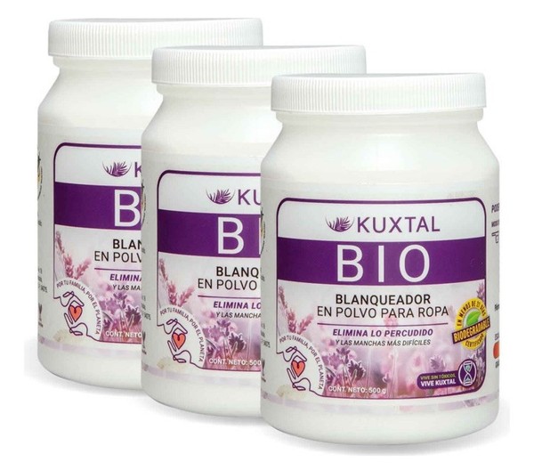 Pack de 3 Blanqueador En Polvo Biodegradable KUXTAL 500g/polvo blanqueador