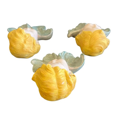 Set 3 Ornamenti Decorazione Parete Ceramica Cherubino Scioto 1987 Dipinti a Mano - Foto 11 di 13