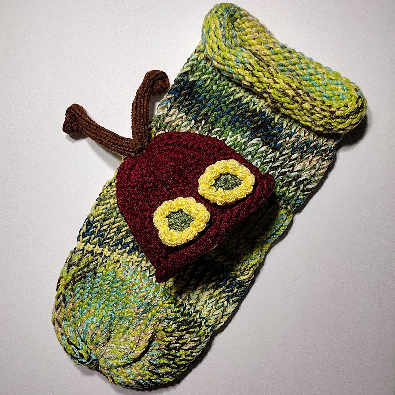 2-Piece Photo Prop Caterpillar Cocoon Hat Set Infant Handmade Knit Baby Newborn
