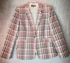 John Meyer Collection Plaid Lined Blazer 16 Preppy Academia Career Jacket Pocket