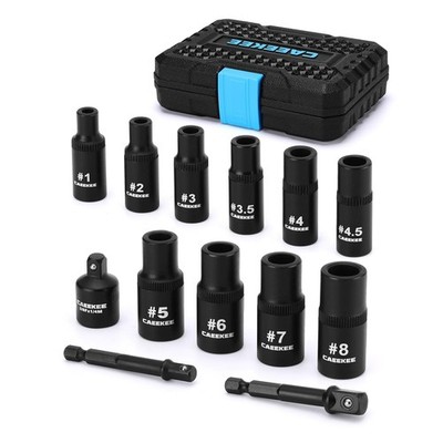 13PCS 1/4'' & 3/8'' Drive Magnetic Tap Socket Set, for 1/2'', 1/8'' NPT & 12mm Me...