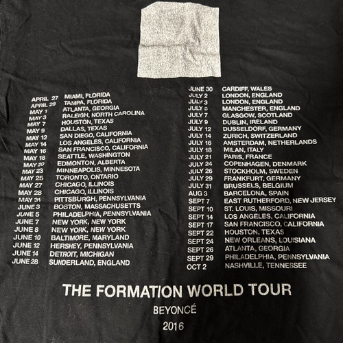 Beyonce Women’s The Formation World Tour 2016 T Shirt Black Sz Medium - Picture 5 of 5