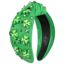 Women's St. Patrick's Day Headband, Green Shamrock Embellished 2