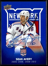 2025-26 UD New York Rangers Centennial Blue Auto Sean Avery Auto #66