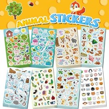 8 Sheets 200 pcs Animal Sticker for Kids, Children, Teacher, Parent,Bottle
