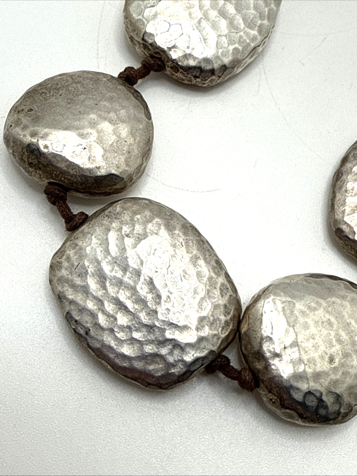 Hammered Silver Plated Bead Statement Necklace St… - image 8