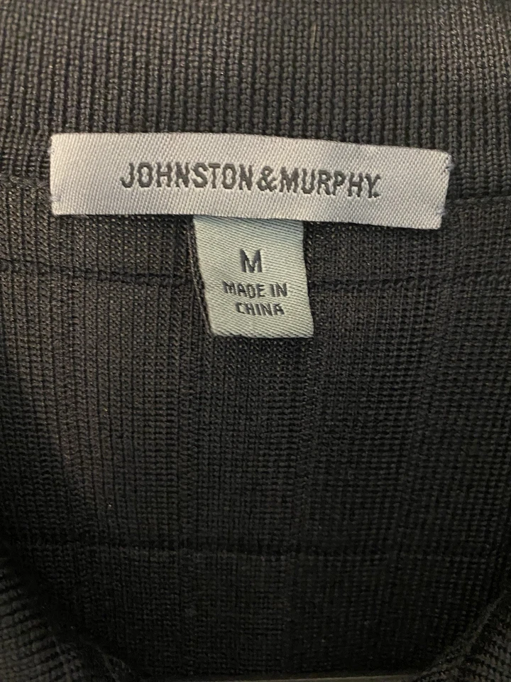 Johnston & Murphy 100% Silk Sweater Mens Medium Black Long Sleeve Lightweight - Image 2 of 4