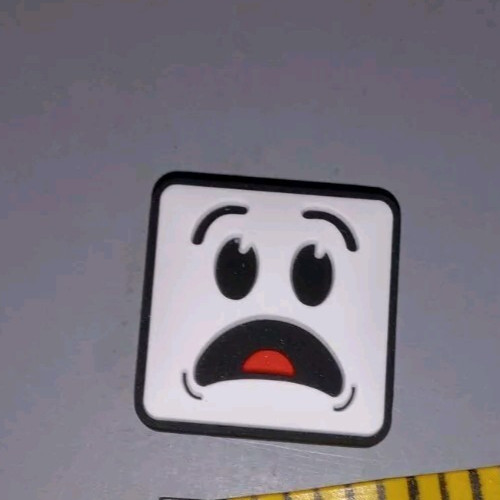 Jibbitz Crocs Shoe Charm White Square Emoji Shocked Face Red Tongue