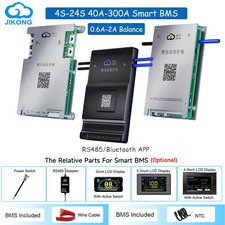 JK Smart BMS 4S-24S 40-300A LiFePo4 Li-ion 1A-2A Active Balance BT/RS485/LCD Lot