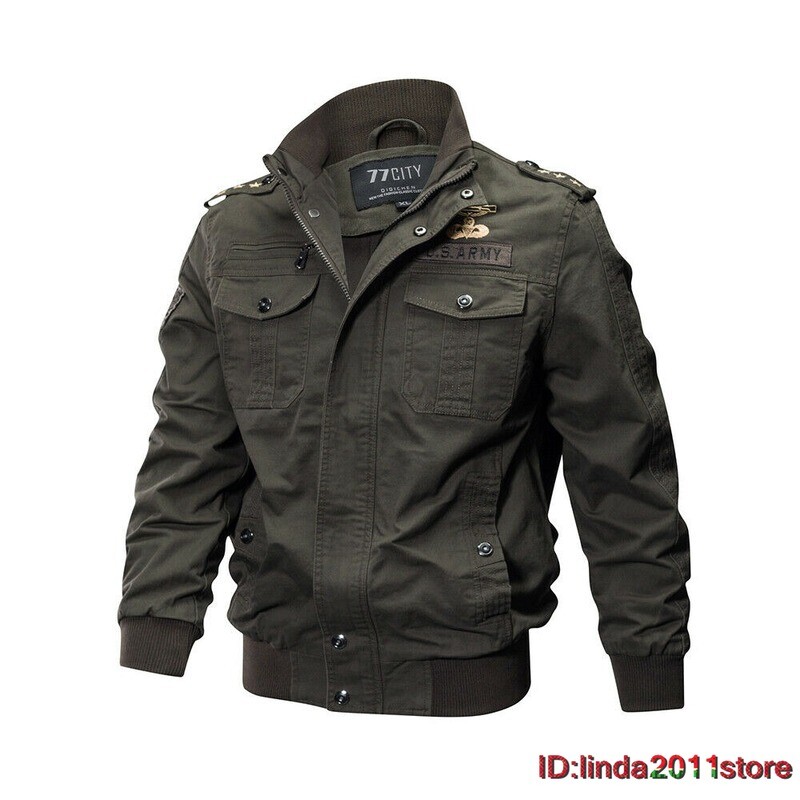 Mens Bomber Military Cargo Jacket Pilot Flight Coats Jackets