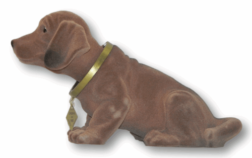 Wackel Dackel Figur Hund Dackel Wackelfigur H 18 cm groß stehend mit Wackelkopf - Bild 3 von 5