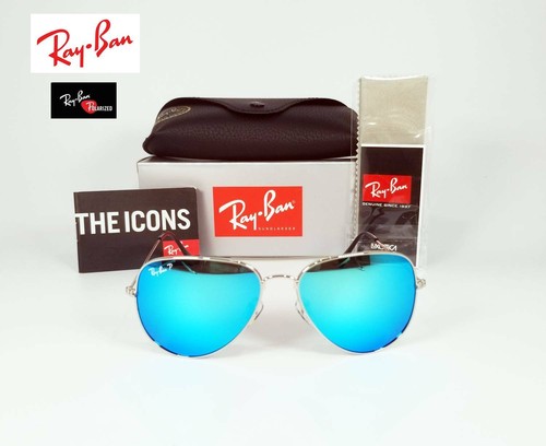 NEW RAYBAN RAY-BAN SILVER FRAME \u0026 BLUE 