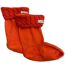 Hunter Original Kids Cable Knit Cuff Welly Boot Socks Size Large 4579