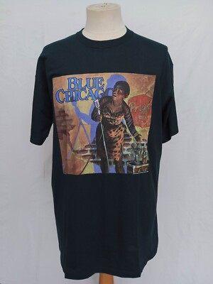 Vintage 90's Blue Chicago Mojo Red Hot Mama JERZEES Tee Adult T-Shirt L