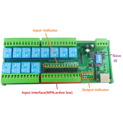 12DIO Ethernet/RS485 Relay Module Modbus RTU TCP/IP Network PLC Expansion Board