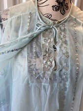 Vintage Vanity Fair Lacy and Sheer Gown and Robe Peignoir Set 1960s