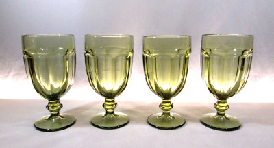 LIBBEY GLASS COMPANY SET OF 4 OLIVE GREEN 16 OUNCE ICE TEA GOBLETS