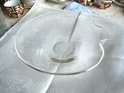 STEUBEN GLASS.. 9" DIAMETER PINCHED HANDLE  BOWL..MCM DESIGN..CLEAR, HAND FORMED