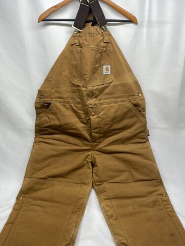 Vintage Carhartt Men's Overalls 44 x 30 BQ186 Insulated Quilt Double Knee USA - Picture 1 of 10