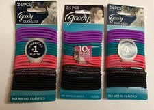 GOODY OUCHLESS No Metal Elastics Hair Ties Ponytail Holder 24 PCS x 3 PACKS 