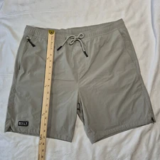 BYLT SWIM TRINKS ELASTIC DRAWSTRING FULLY LINED ZIP POCKETS GRAY LARGE