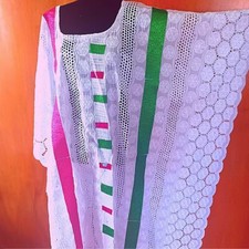 White Swiss Lace Fabric Swiss Voile Lace elephant design- ready to wear
