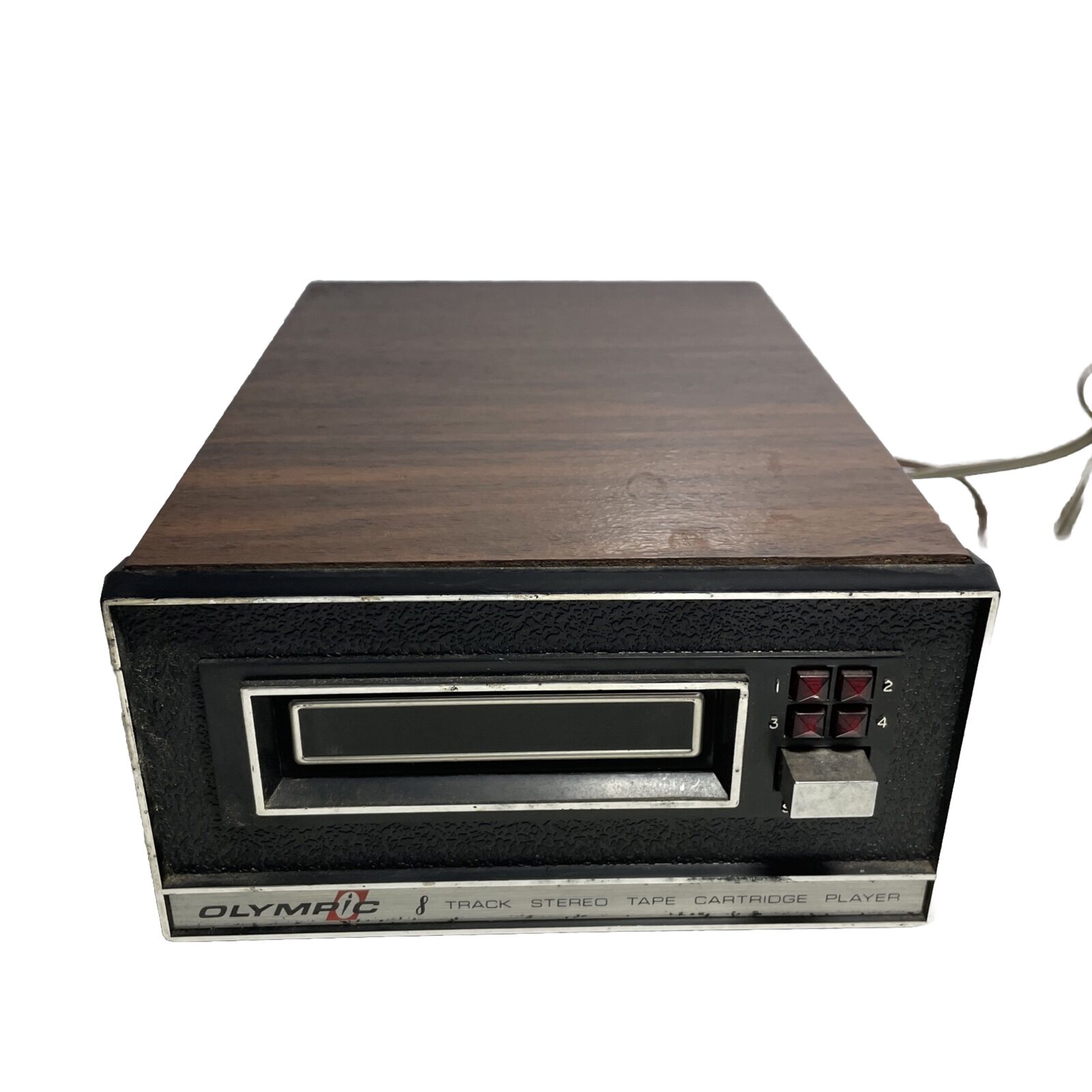Olympic 8-Track Tape Cartridge Player Model TD31 Wood Grain Untested Powers On