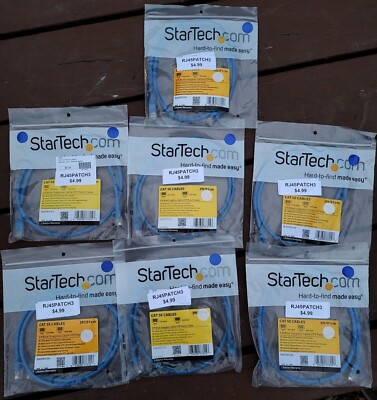 QTY 7 StarTech RJ45PATCH3 3Ft CAT6 Gigabit Ethernet Cable Snagless RJ45 UTP Blue