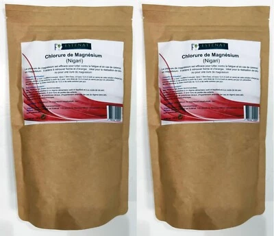 ESTENAT Lot de 2 Chlorure de Magnesium (Nigari) 500G - Complément alimentaire en poudre
