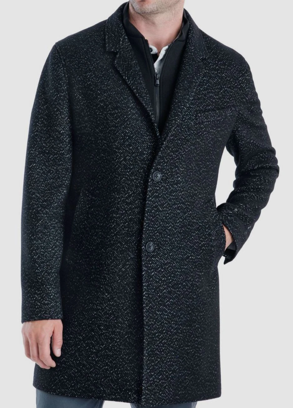 $395 Michael Kors Men's Black Pike Classic Fit Wool Blend Coat Jacket Size 48R