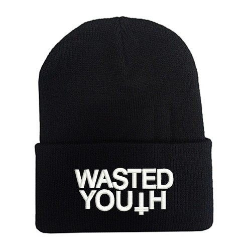WASTED YOUTH BEANIE HAT (BLACK WITH 