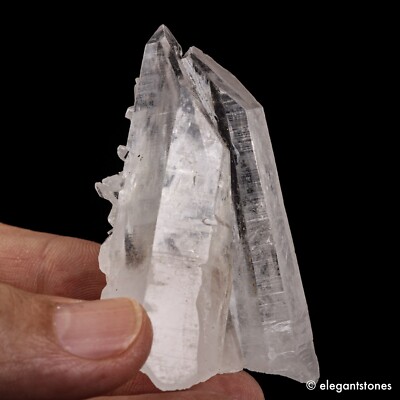 57g 63mm Lemurian Quartz Crystal Twin Point Cluster with Akashic Lines & Babies
