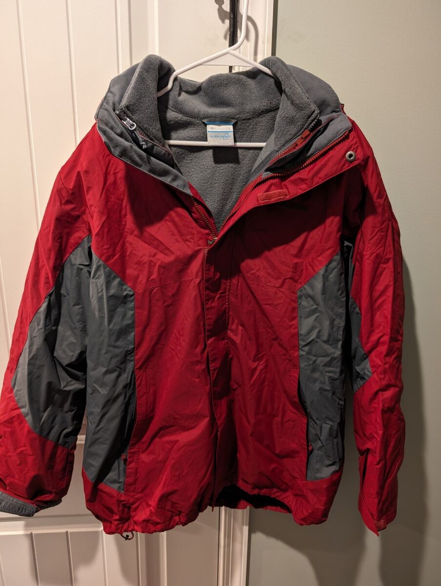 Columbia Core Interchange Coat Jacket Red Gray Full Zip Columbia Core Interchange Coat Jacket Red Gray Full Zip