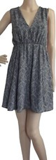 Express Sz 0 Black & White Sleeveless CutOut Back Elastic Waist Leaf Print Dress