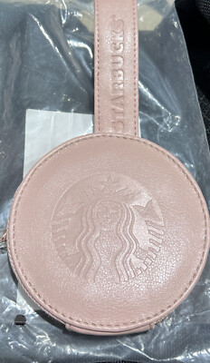 Pink Faux Leather Starbucks Zip Coin Wallet Bag Strap 2022 NWTs