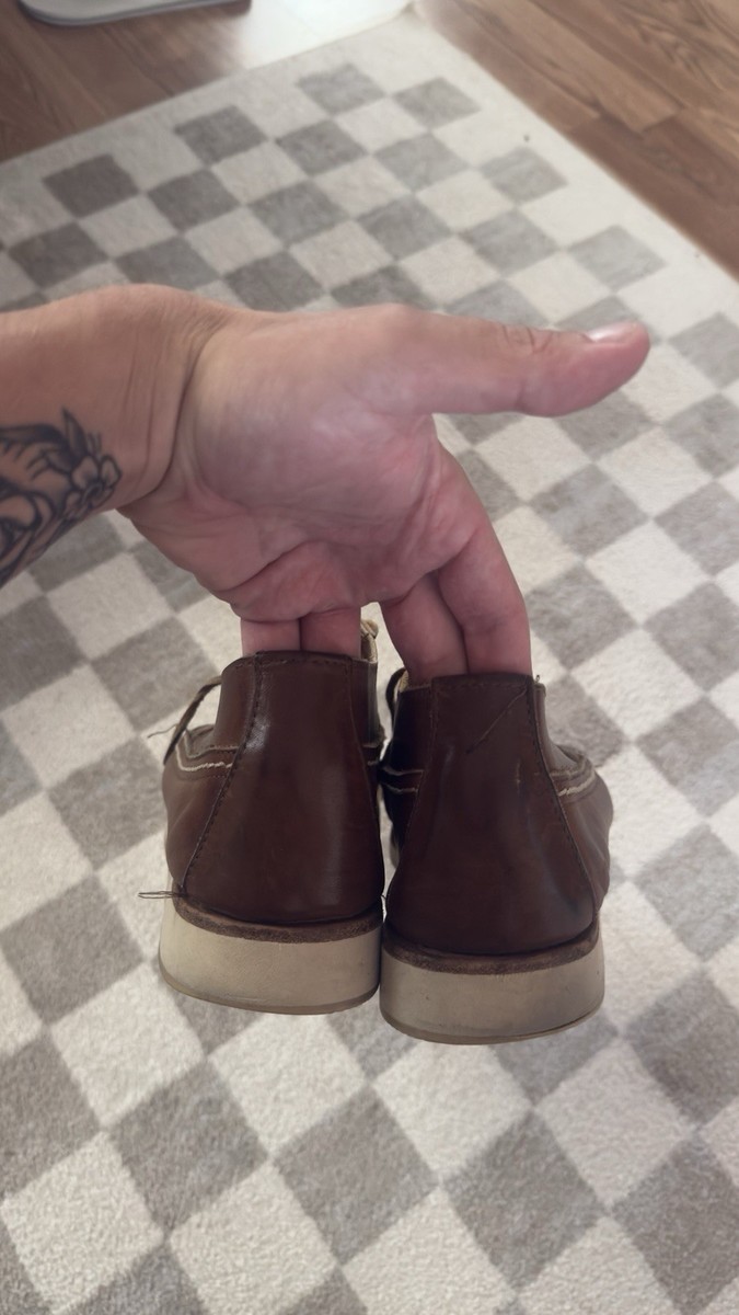 Red Wing Shoes Men's Brown Leather Boat Shoes Lace-Up Rubber Sole US 11 E View 3