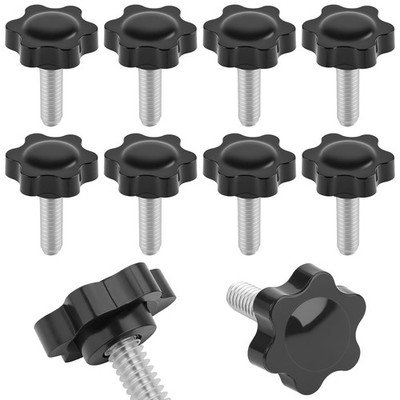 10PCS Black Star Knurled Thumb Nuts 1/4-20 Thread Hardware