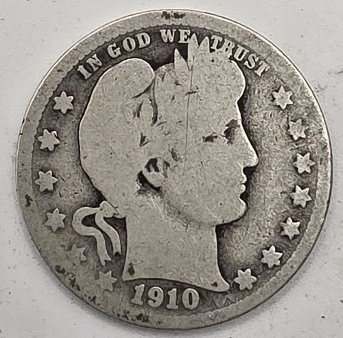 《Silver》1910-D USA BARBER QUARTER -- .1808 OZ of SILVER!!!