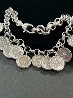 Gucci 925 Multi Coin Charm Bracelet 6''