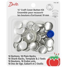 Nickel Craft Button Kit with Tools - 18-Sets