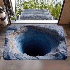 3D Optical Illusion Endless Abyss Non-Slip Door Mat Washable Durable Rug