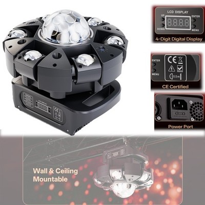 UKING LED Moving Head Light 6 Arms RGBW Magic Ball Beam Laser Strobe DMX Remote